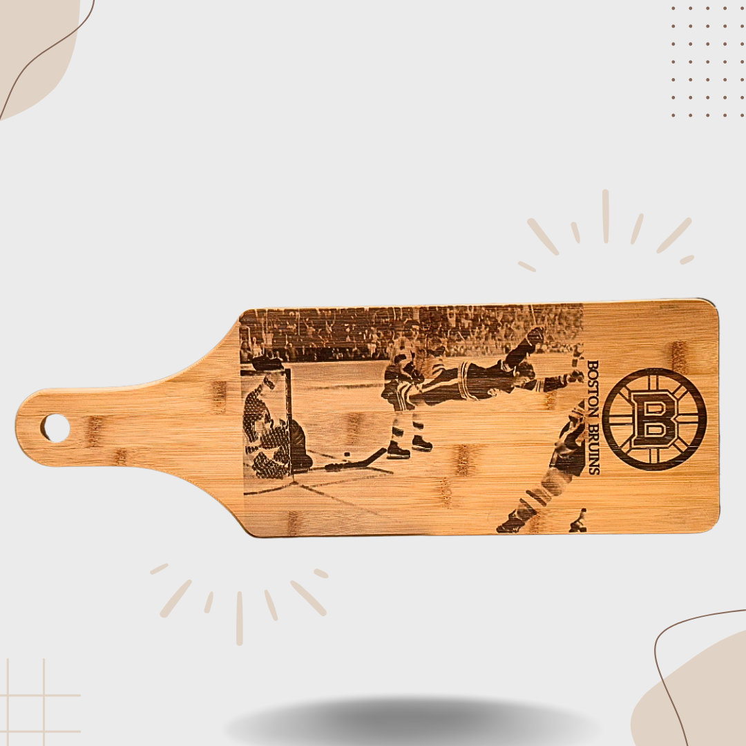 Bamboo Cutting Board with Bobby Orr "Flying Goal" Engraving – Boston Bruins Collectible