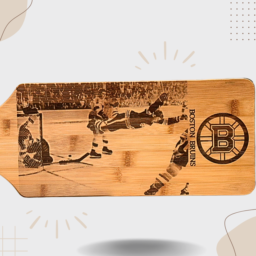 Bamboo Cutting Board with Bobby Orr "Flying Goal" Engraving – Boston Bruins Collectible