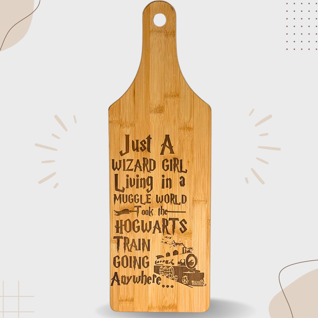 Wizard Girl Living In A Muggle World- Bamboo Cutting board