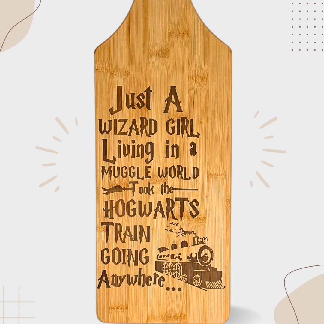Wizard Girl Living In A Muggle World- Bamboo Cutting board