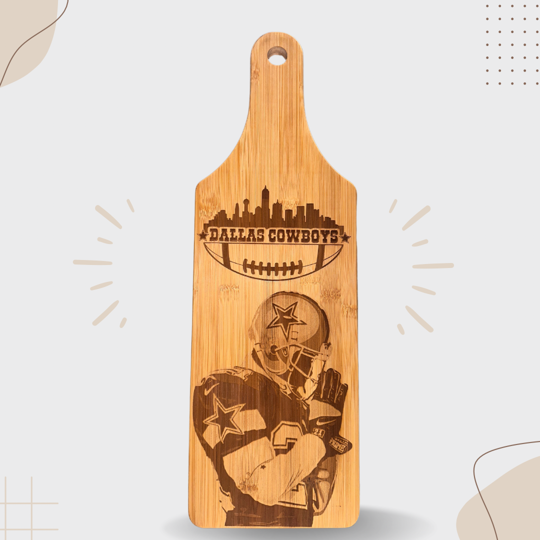 Dallas Cowboys Laser Engraved Bamboo Cutting Board
