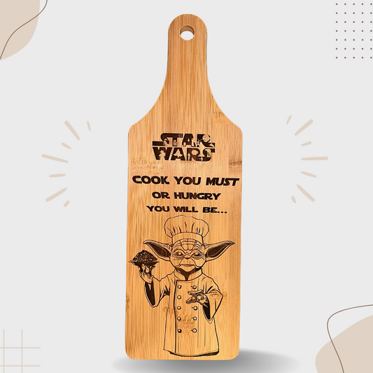 Yoda  – "Cook You Must or Hungry You Will Be". Bamboo Cutting Board