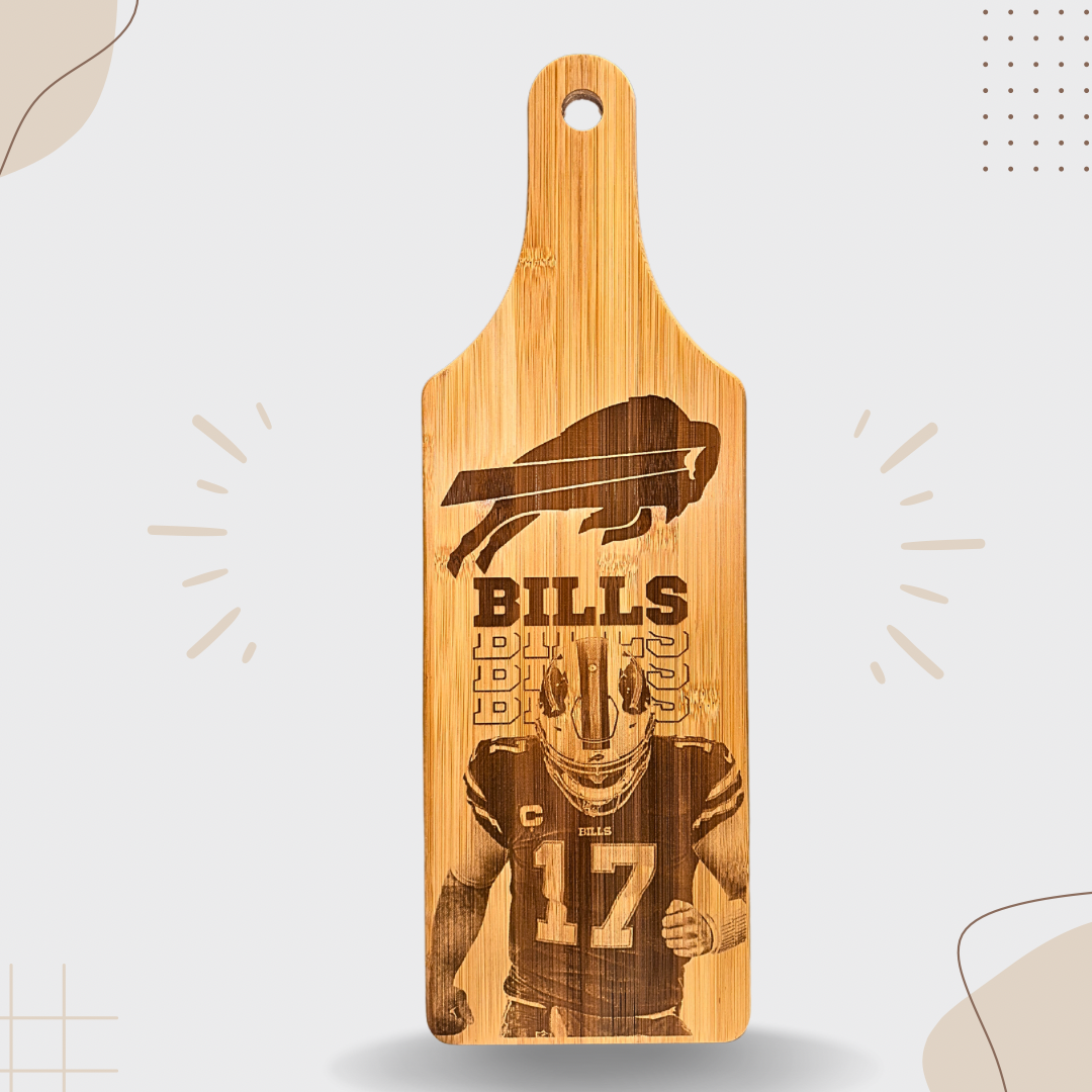 Bills #17 Josh Allen Laser Engraved Cutting Board – A Must-Have for Buffalo Football Fans!
