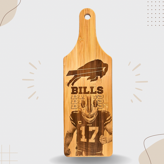 Bills #17 Josh Allen Laser Engraved Cutting Board – A Must-Have for Buffalo Football Fans!