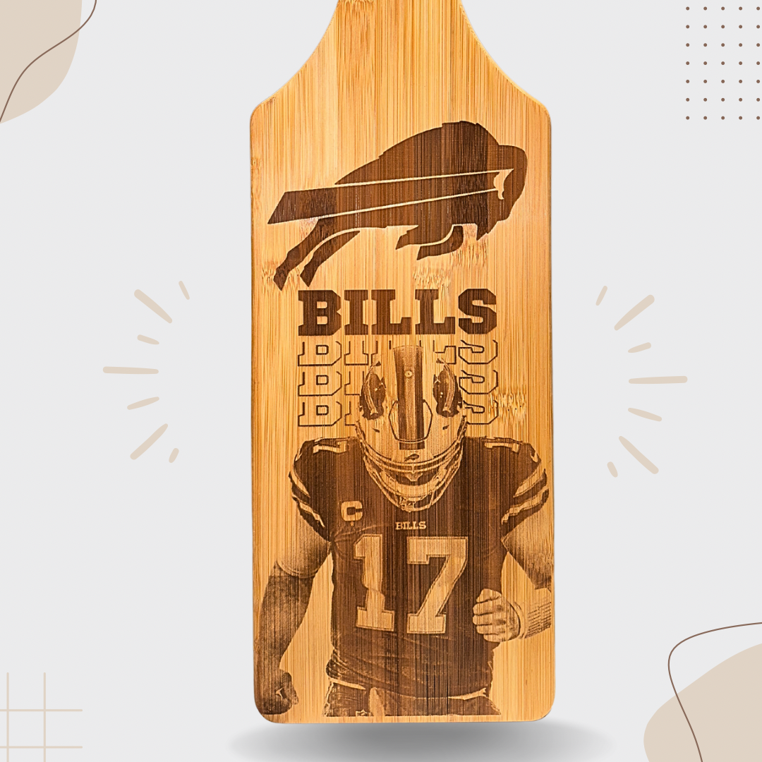 Bills #17 Josh Allen Laser Engraved Cutting Board – A Must-Have for Buffalo Football Fans!