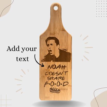 Personalized Bamboo Cutting Board with your Name instead of Joey Doesn’t Share food.