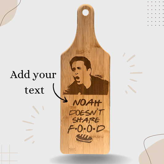 Personalized Bamboo Cutting Board with your Name instead of Joey Doesn’t Share food.