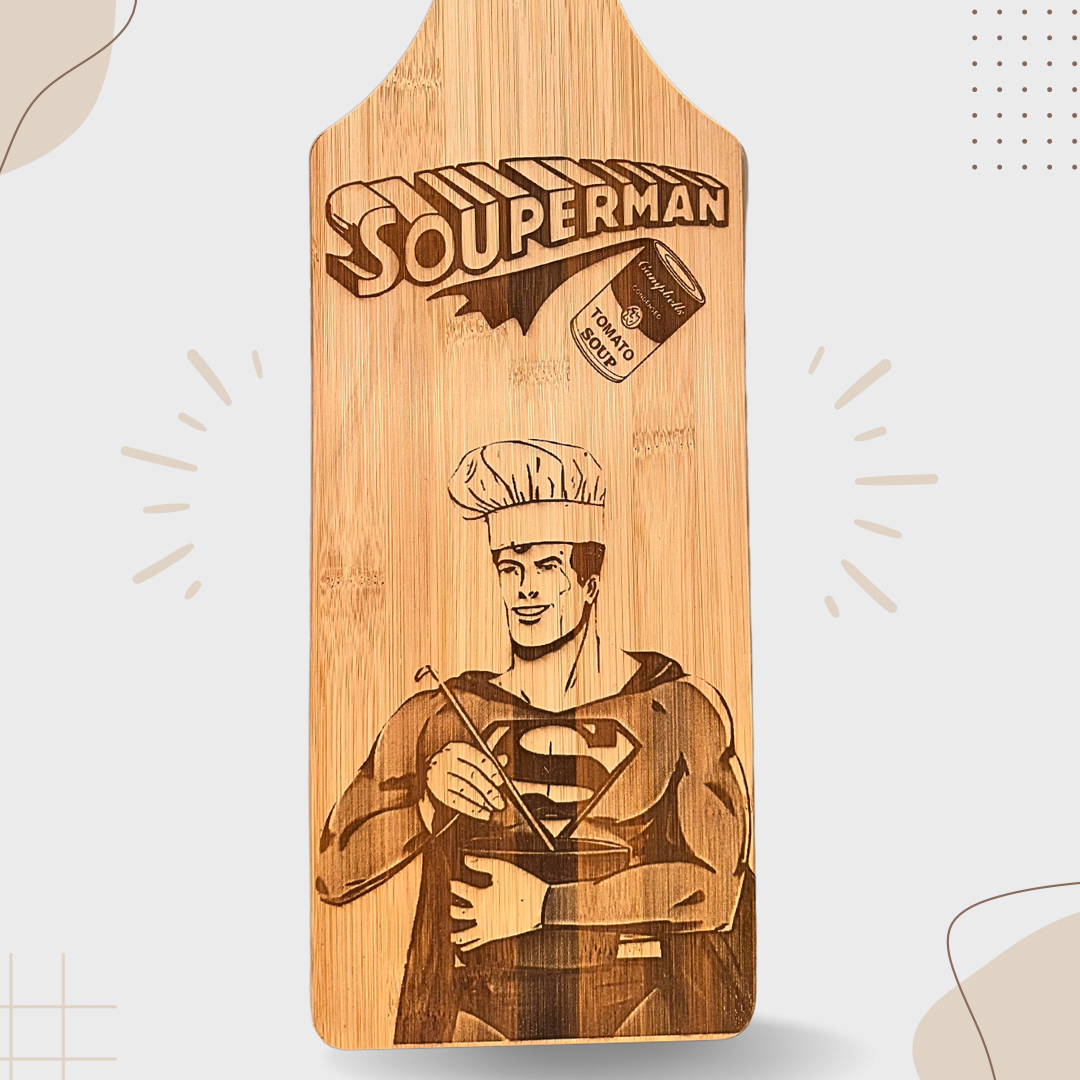 Souperman Bamboo Cutting Board – Perfect for the Ultimate Kitchen Hero