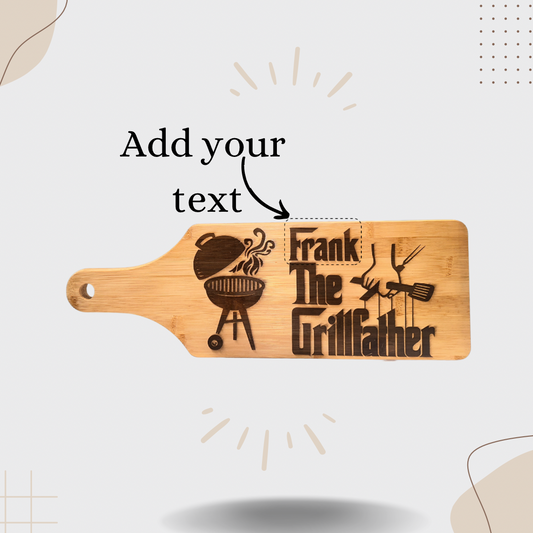 “The Grill Father” Custom Engraved Bamboo Cutting Board